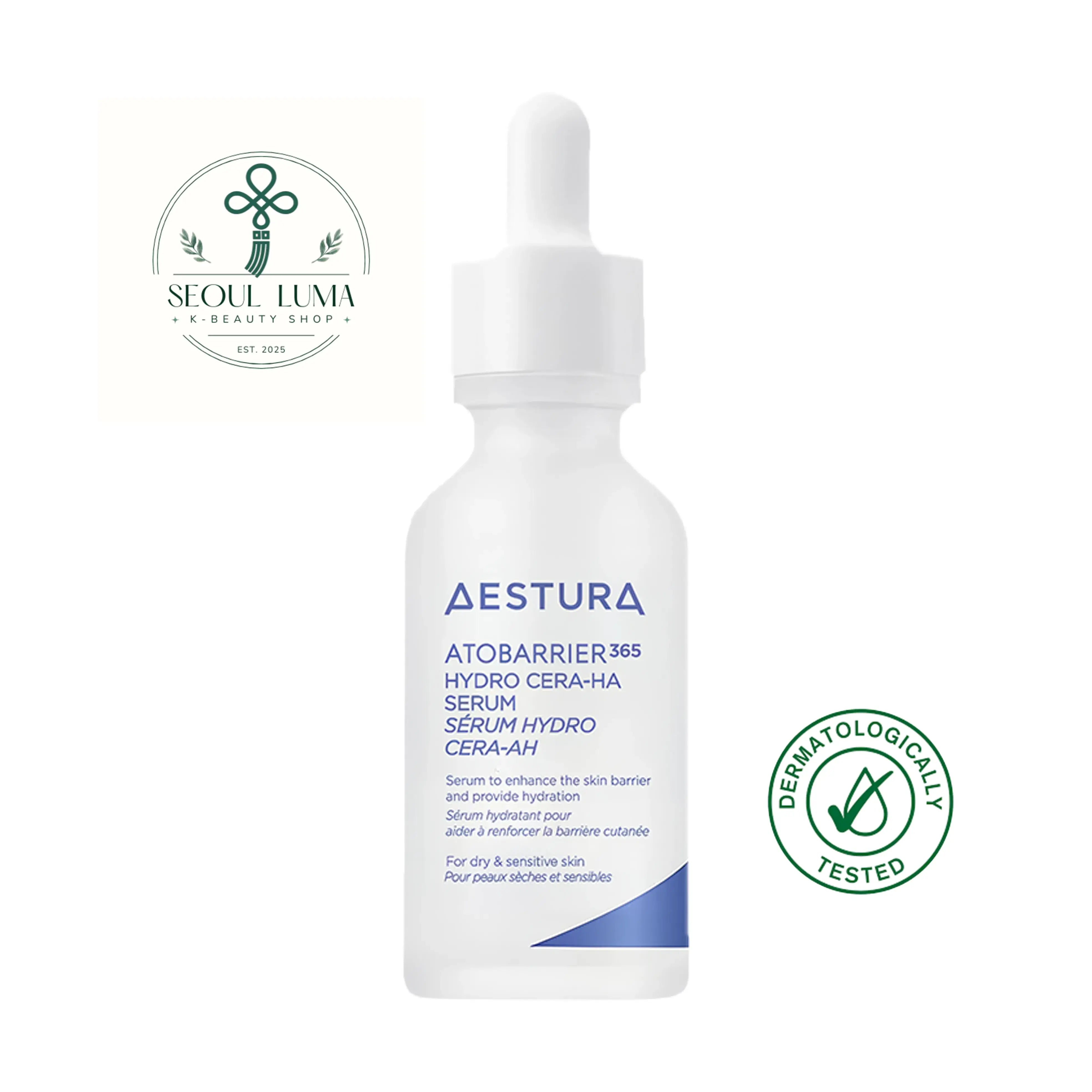 Aestura ATOBARRIER365 HYDRO CERA-HA Serum with patented Ceramide-binding Hyaluronic Acid for deep hydration and skin barrier support
